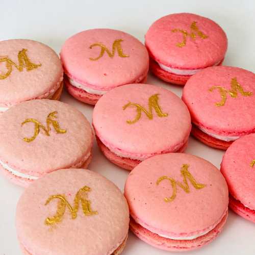 Pink Ombre Macarons with letter monogram