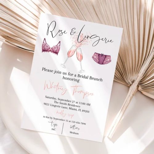 Rose and lingerie bridal shower invitation