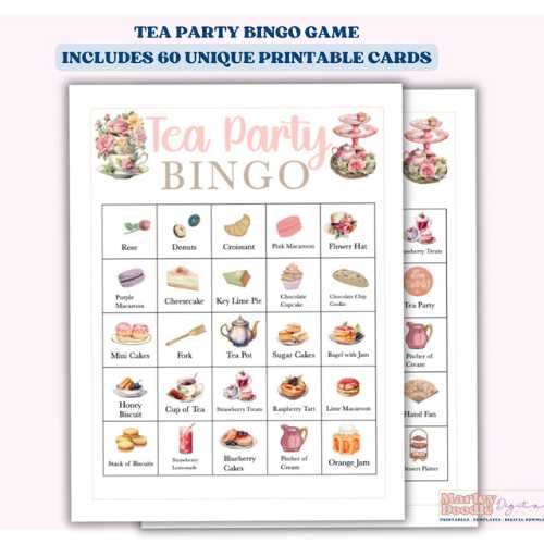 Tea Party Printable Bingo Cards