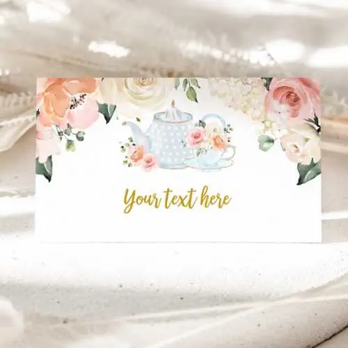 English Tea Party Bridal Shower Thank You Card, Vintage Pink Blush