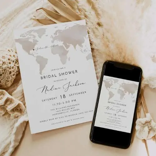 Watercolor Map Invitation