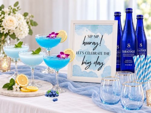 Blue Bridal Shower Drinks station