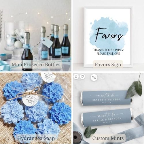 Something Blue bridal shower Favors