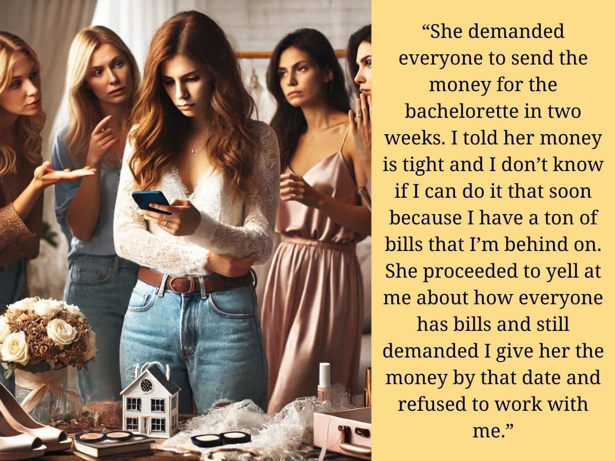 Bridesmaid kicked out of bridal party because she couldn't make the payments