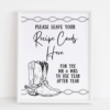 Recipe Card Sign Western