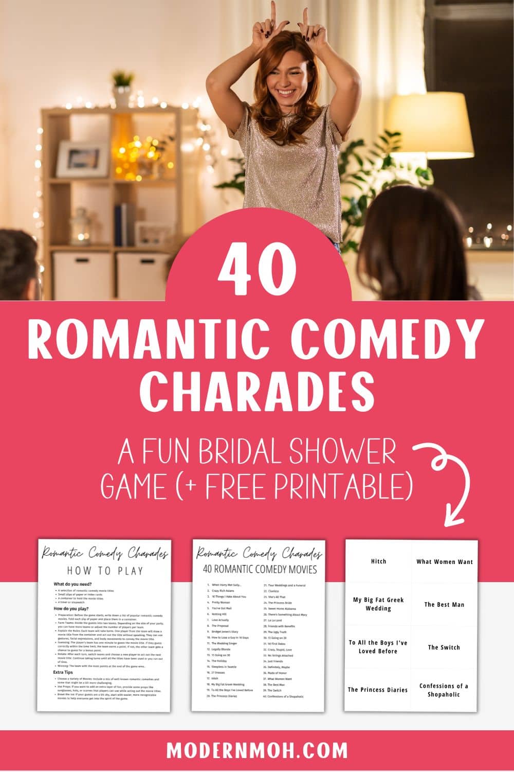 Romantic Comedy Charades: A Fun Bridal Shower Game (+ FREE Printable)