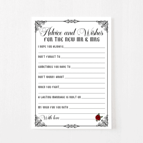 Advice and Wishes gothic game printable