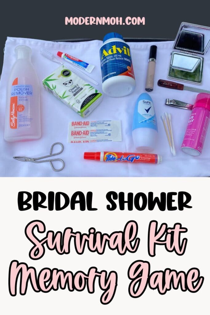 Bridal Shower Survival Kit Memory Game Pin