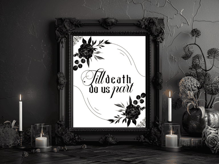 Gothic Bridal Shower theme, Till Death Do Us Part sign