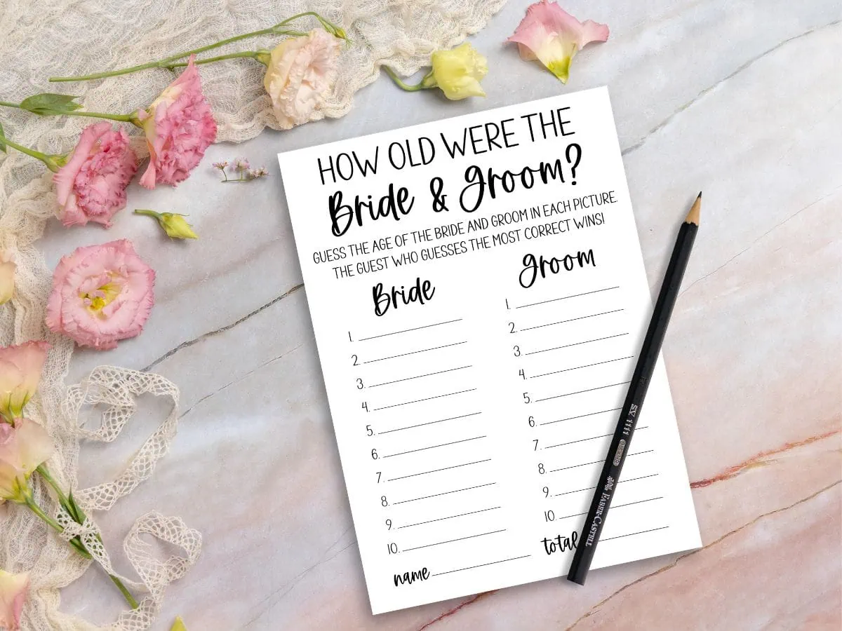 How Old Were the Bride and Groom bridal shower game featured image