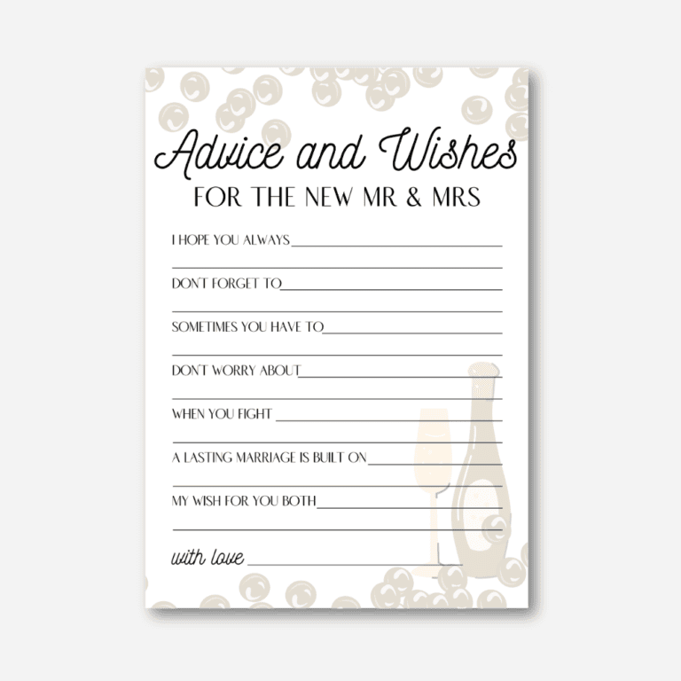 Advice and Wishes Cards (Pearls & Prosecco)