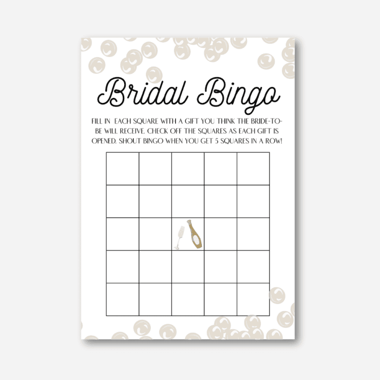 Bridal Bingo Cards (Pearls & Prosecco)