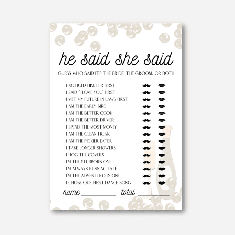 He Said She Said Cards (Pearls & Prosecco)