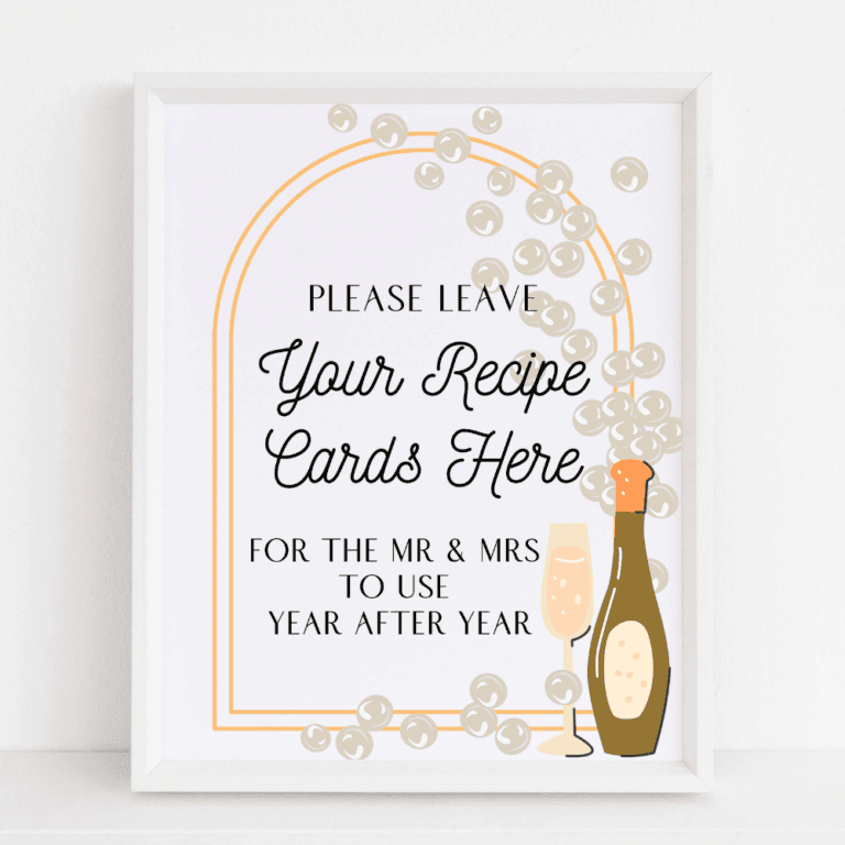Recipe Request Sign & Cards (Pearls & Prosecco)