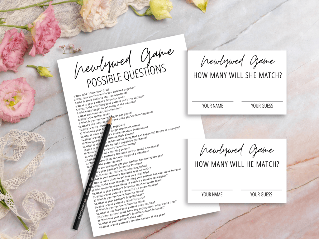 Bridal Shower Newlywed Game Printable Guide