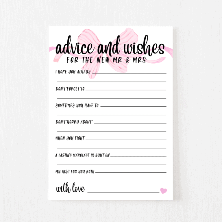 Advice and Wishes Cards (Bow)