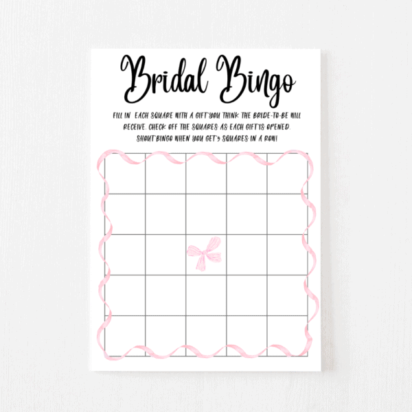 Bridal Bingo Cards (Bow)