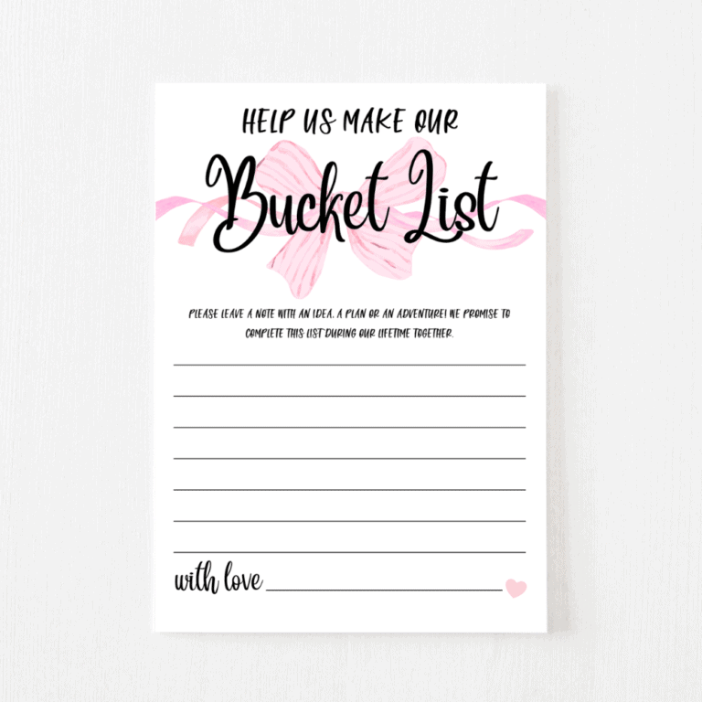 Bucket List Cards (Bow)