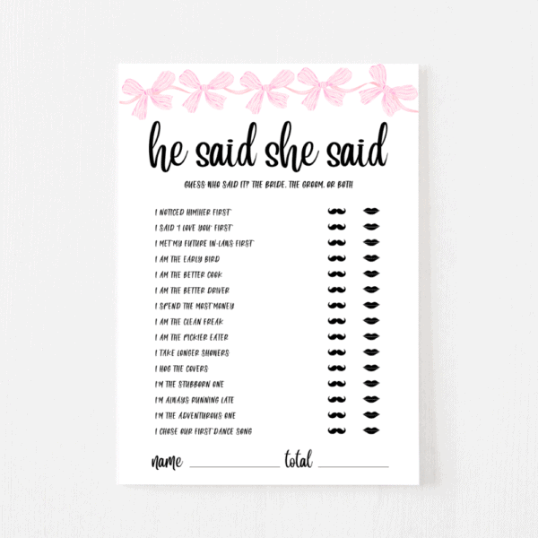 He Said She Said Cards (Bow)
