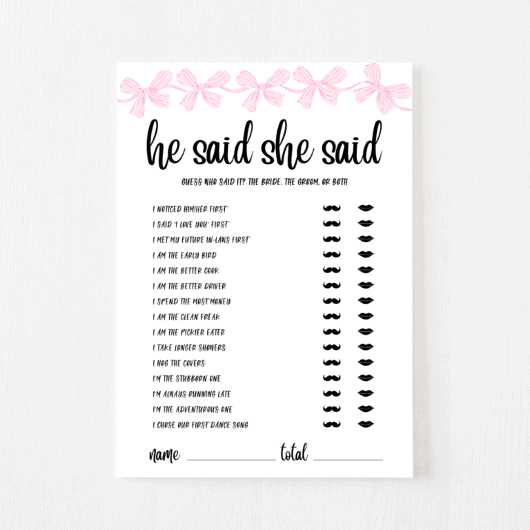 He Said She Said Cards (Bow)