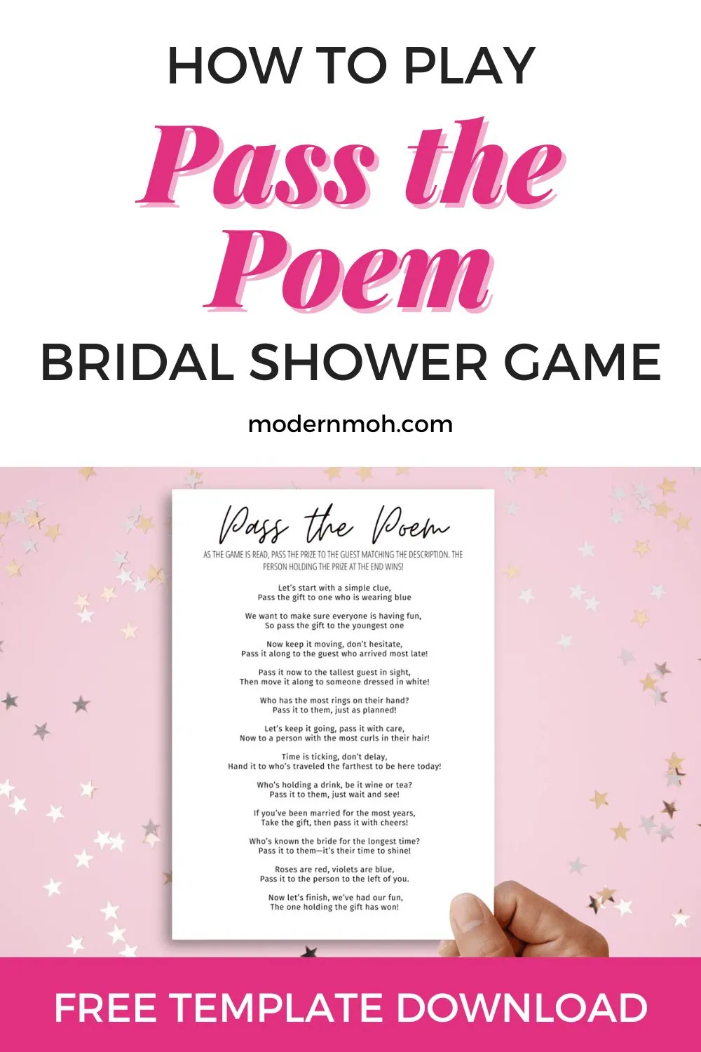 How to Play Pass the Poem Bridal Shower Game + FREE Printable