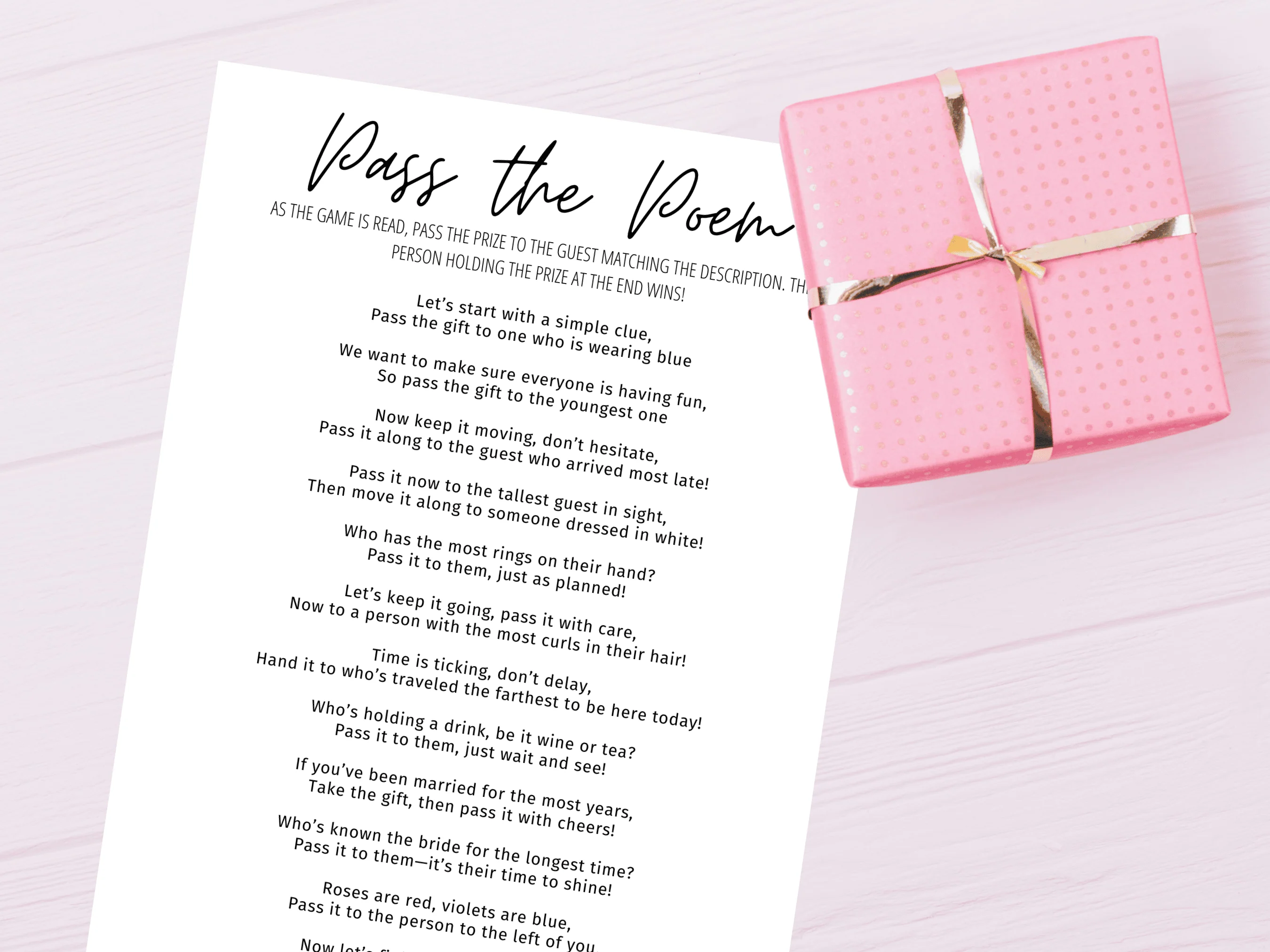 Pass the Poem bridal shower game