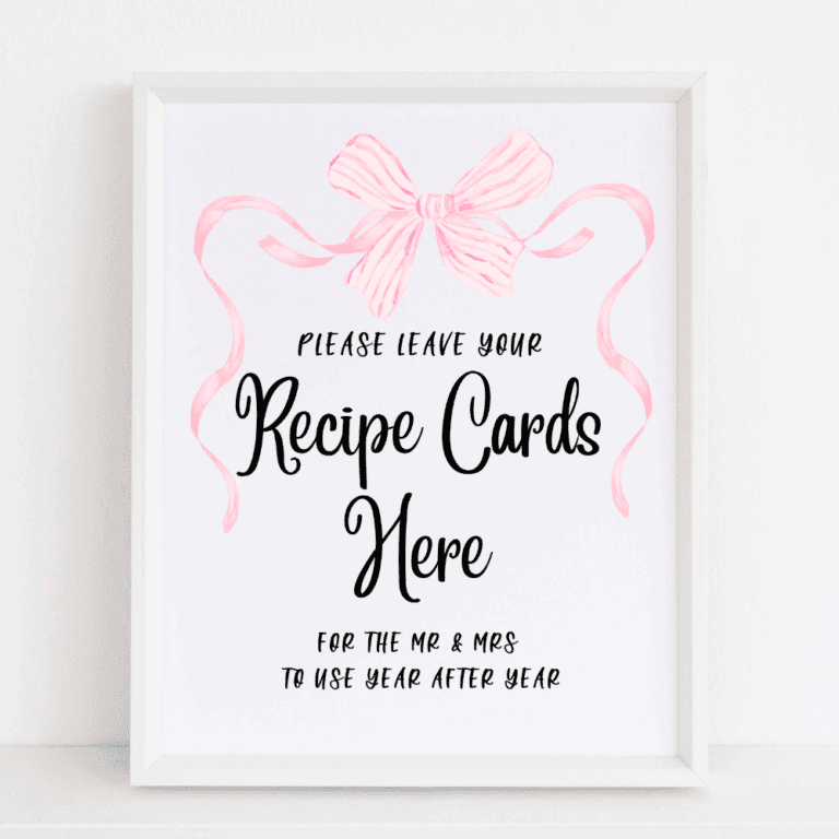 Recipe Request Sign & Cards (Bow)