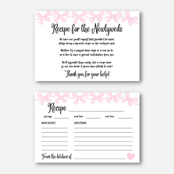 Recipe Cards bow Recipe Cards bow