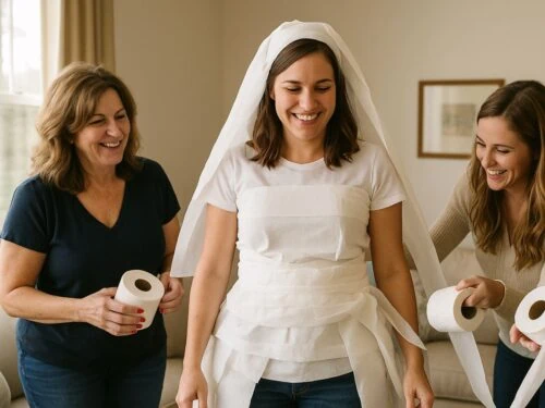 Toilet paper dress game