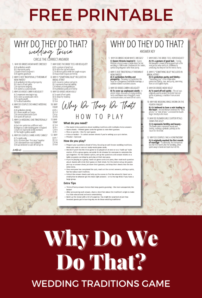 Wedding traditions trivia game pin