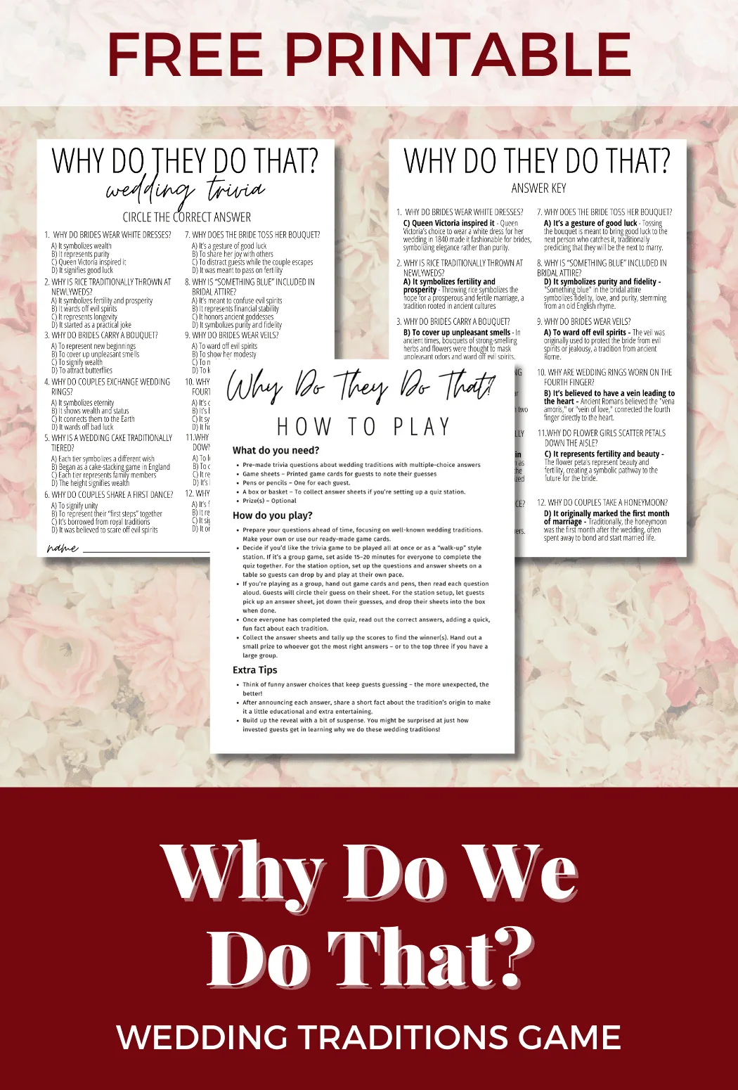 Why Do We Do That? Wedding Traditions Game (FREE Printable)
