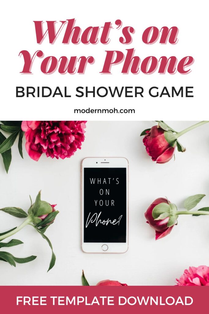 What's On Your Phone bridal shower game pin