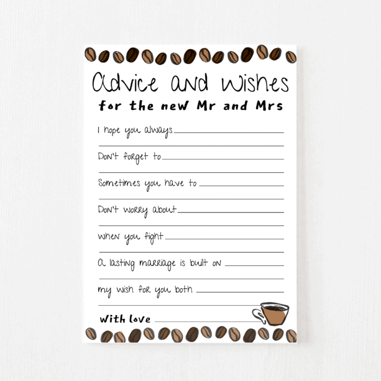 Advice and Wishes Cards (Coffee)