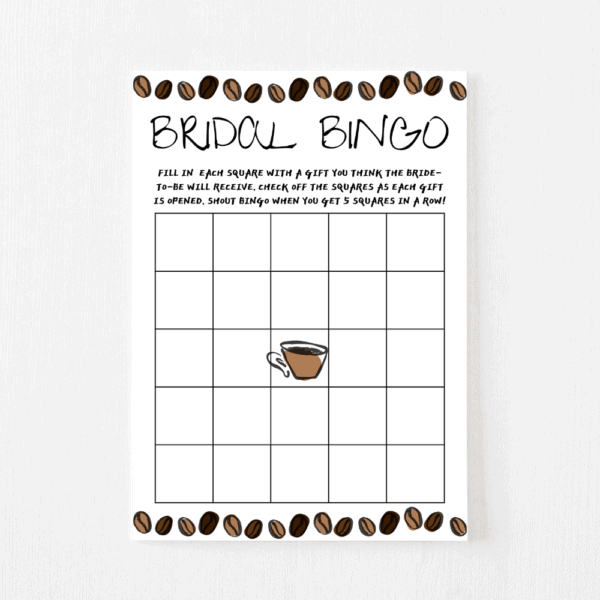 Bridal Bingo Cards (Coffee)