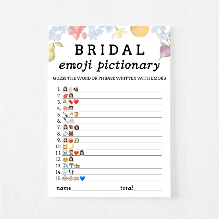 Bridal Emoji Pictionary Cards (Market)