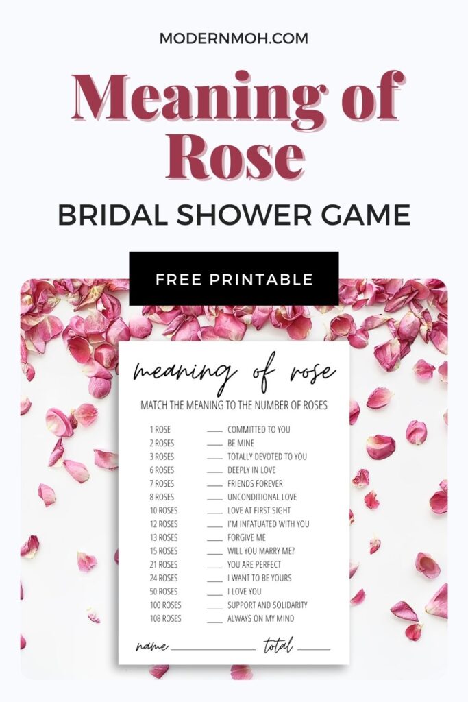 Meaning of Rose bridal shower game pin
