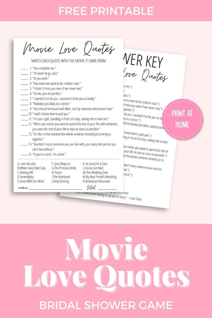 Movie Love Quotes game pin
