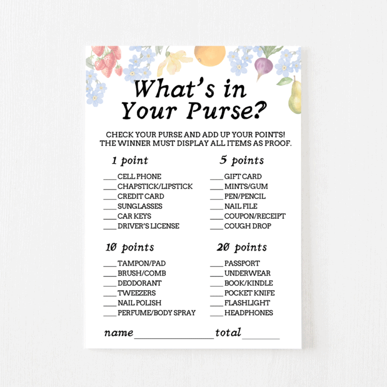 What’s in Your Purse Cards (Market)