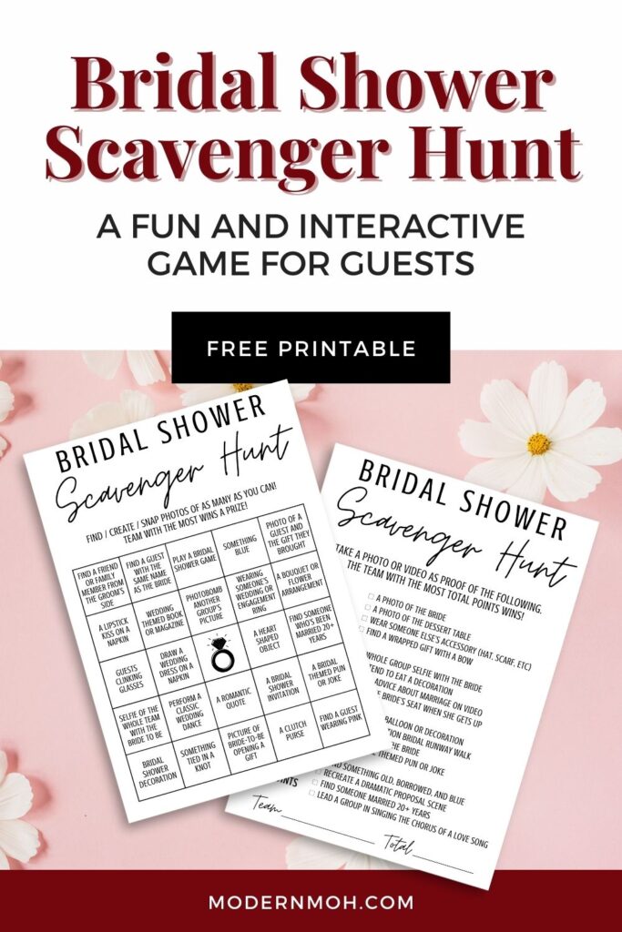 Bridal shower scavenger hunt pin