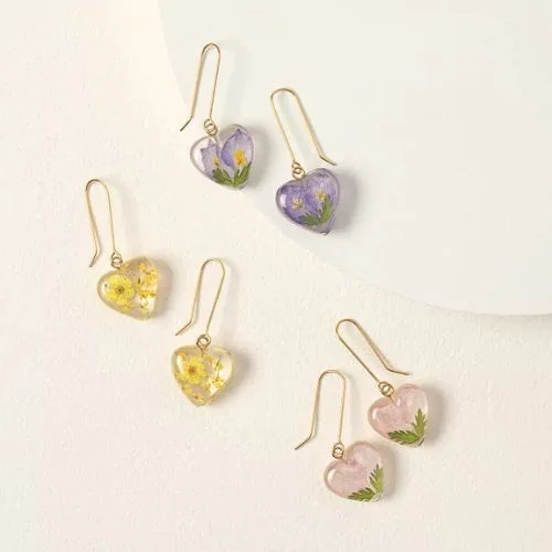 Flower heart earrings