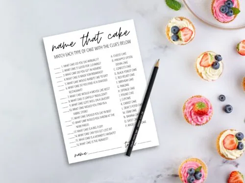 Name that Cake Printable Game