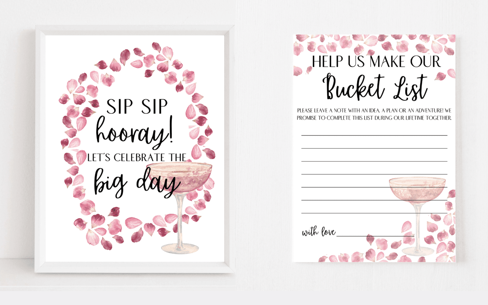 Petals & Prosecco Theme printables collection