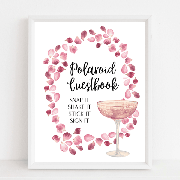 Polaroid Guestbook PetalsProsecco