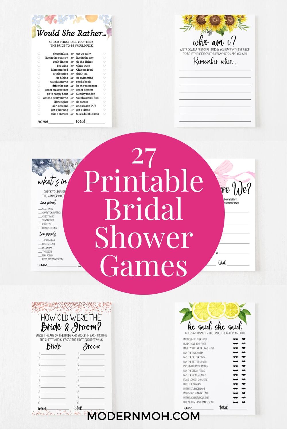 27 Easy Printable Bridal Shower Games That Actually Entertain