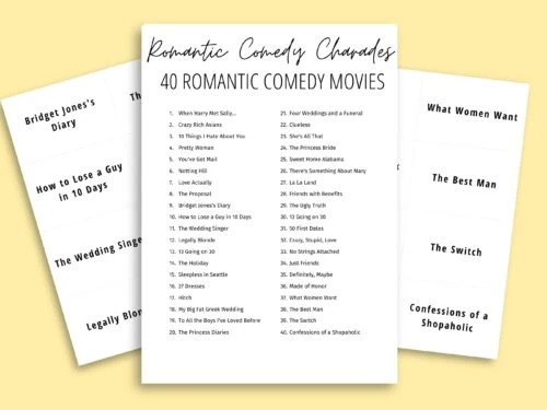 Romantic Comedy Charades Printable Game