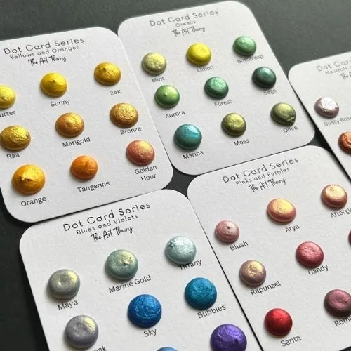 Watercolor dot paint cards