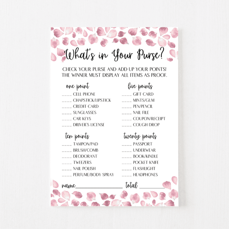 What’s in Your Purse Cards (Petals & Prosecco)