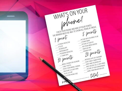 What's on your phone game printable game