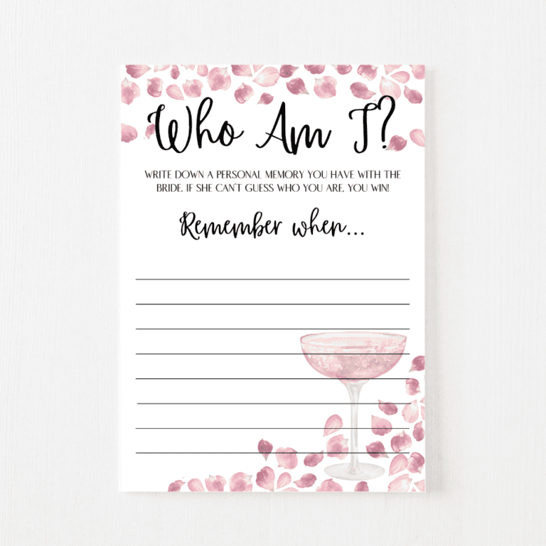 Who Am I Cards (Petals & Prosecco)