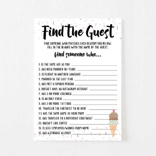 Find the Guest Cards (Ice Cream)